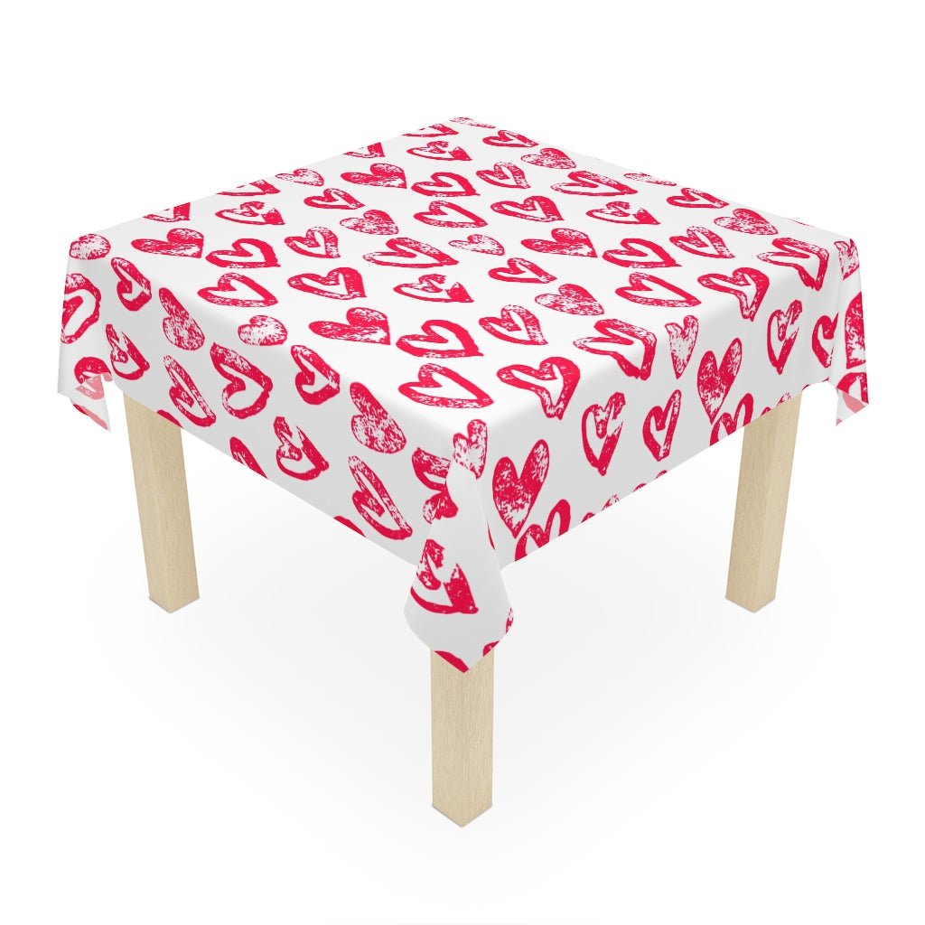 Lovely Hearts Table Cloth - Puffin Lime