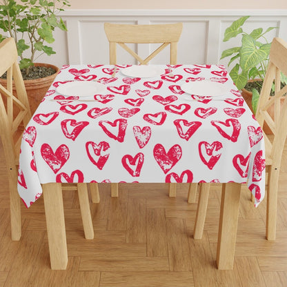 Lovely Hearts Table Cloth - Puffin Lime