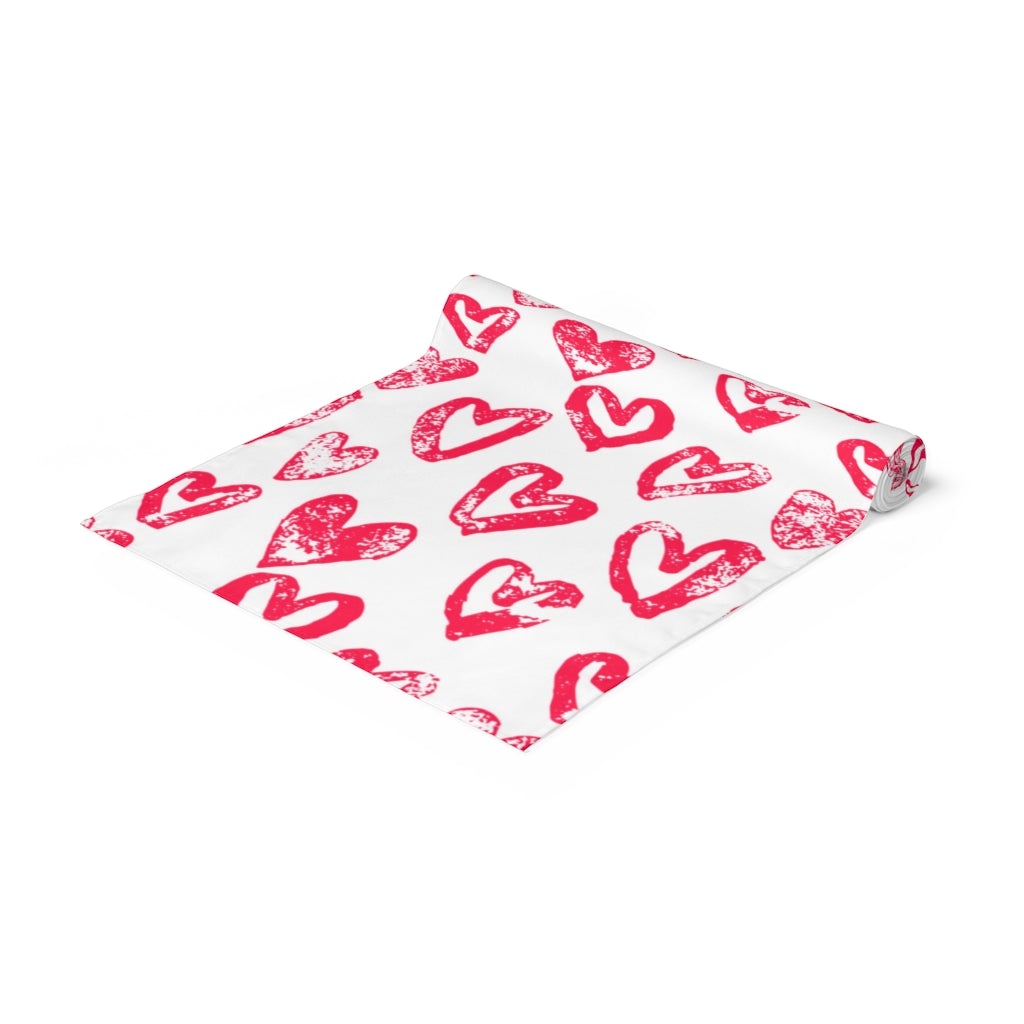 Lovely Hearts Table Runner - Puffin Lime