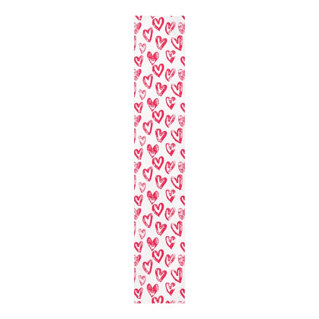 Lovely Hearts Table Runner - Puffin Lime