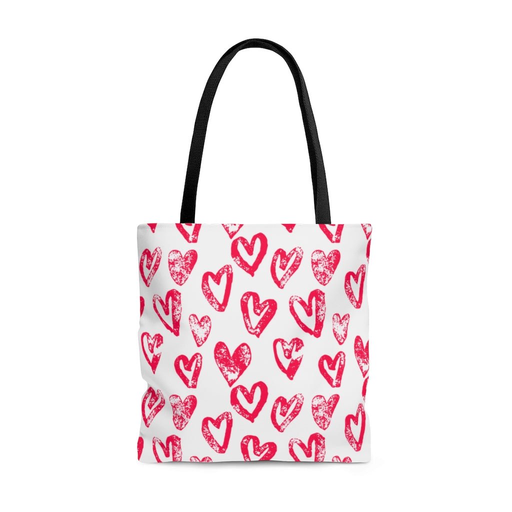 Lovely Hearts Tote Bag - Puffin Lime