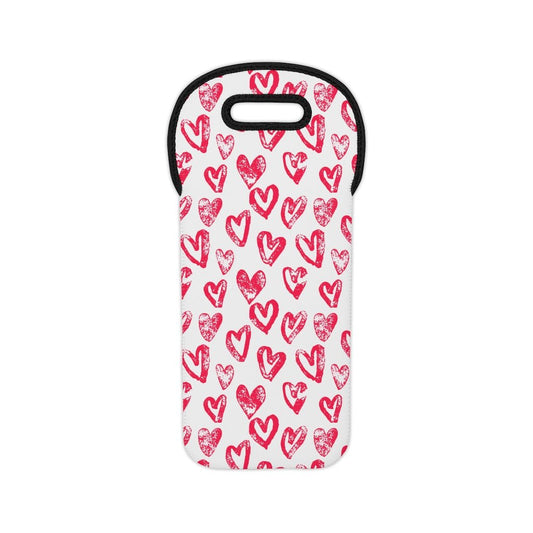 Lovely Hearts Wine Tote Bag - Puffin Lime