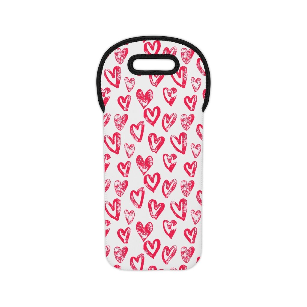 Lovely Hearts Wine Tote Bag - Puffin Lime
