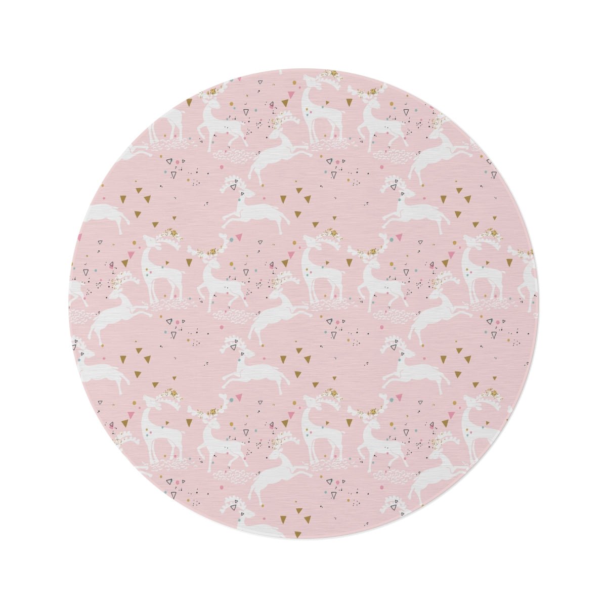 Magical Reindeers Round Rug - Puffin Lime