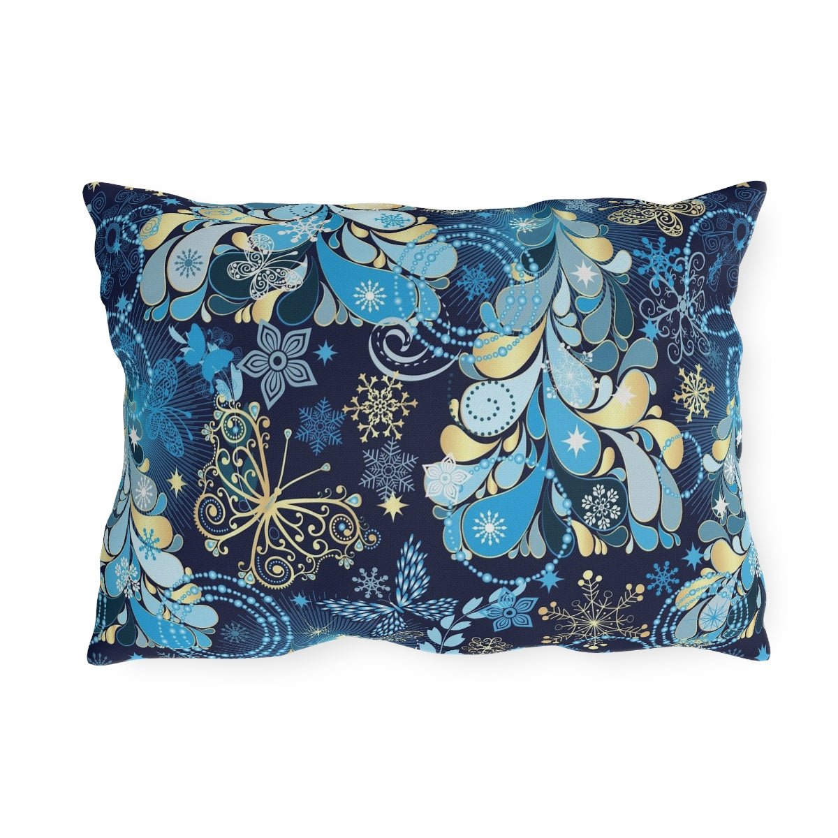 Magical Snowflakes Outdoor Pillow - Puffin Lime