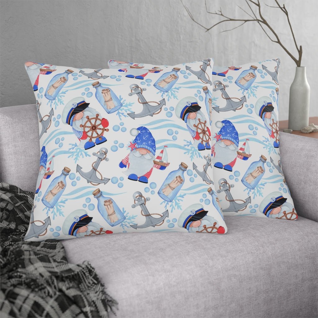 Nautical Gnomes Outdoor Pillow - Puffin Lime