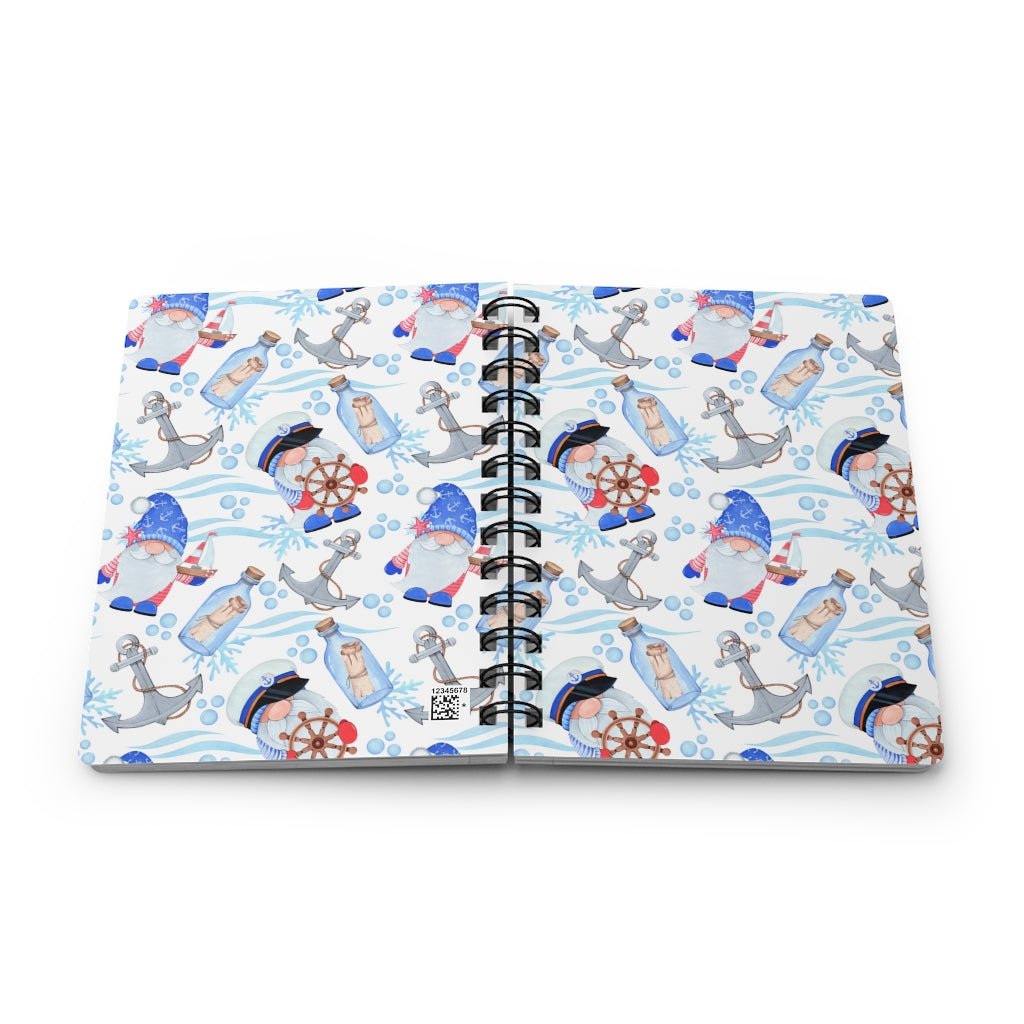 Nautical Gnomes Spiral Bound Journal - Puffin Lime