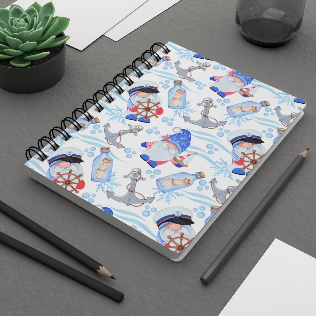 Nautical Gnomes Spiral Bound Journal - Puffin Lime
