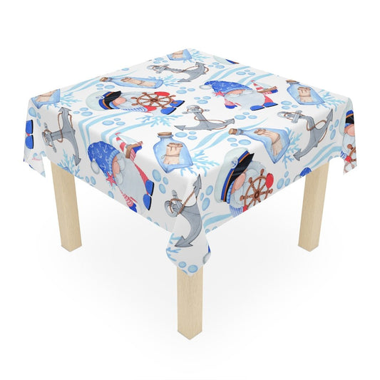 Nautical Gnomes Tablecloth - Puffin Lime