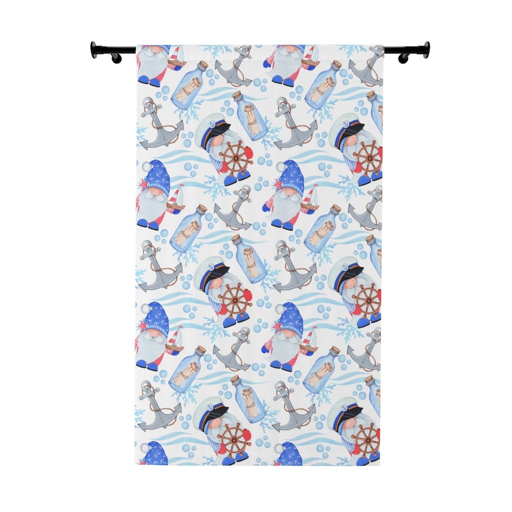 Nautical Gnomes Window Curtains (1 Piece) - Puffin Lime