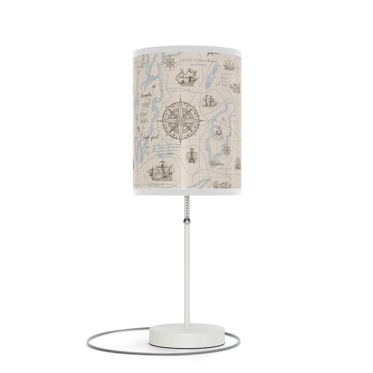 Nautical Map Table Lamp - Puffin Lime