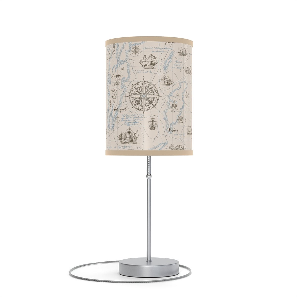 Nautical Map Table Lamp - Puffin Lime