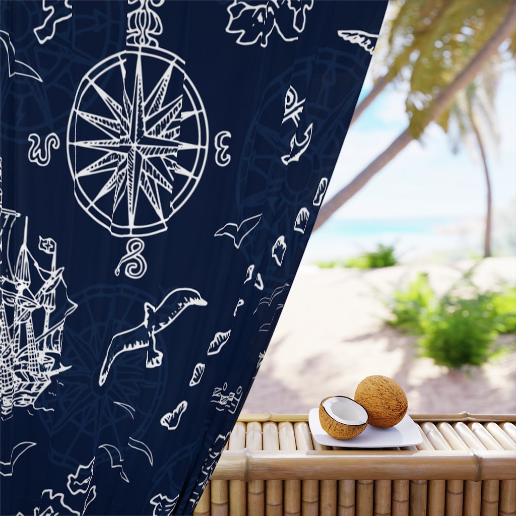 Nautical Pirate Adventures Blackout Window Curtain (1 Piece) - Puffin Lime