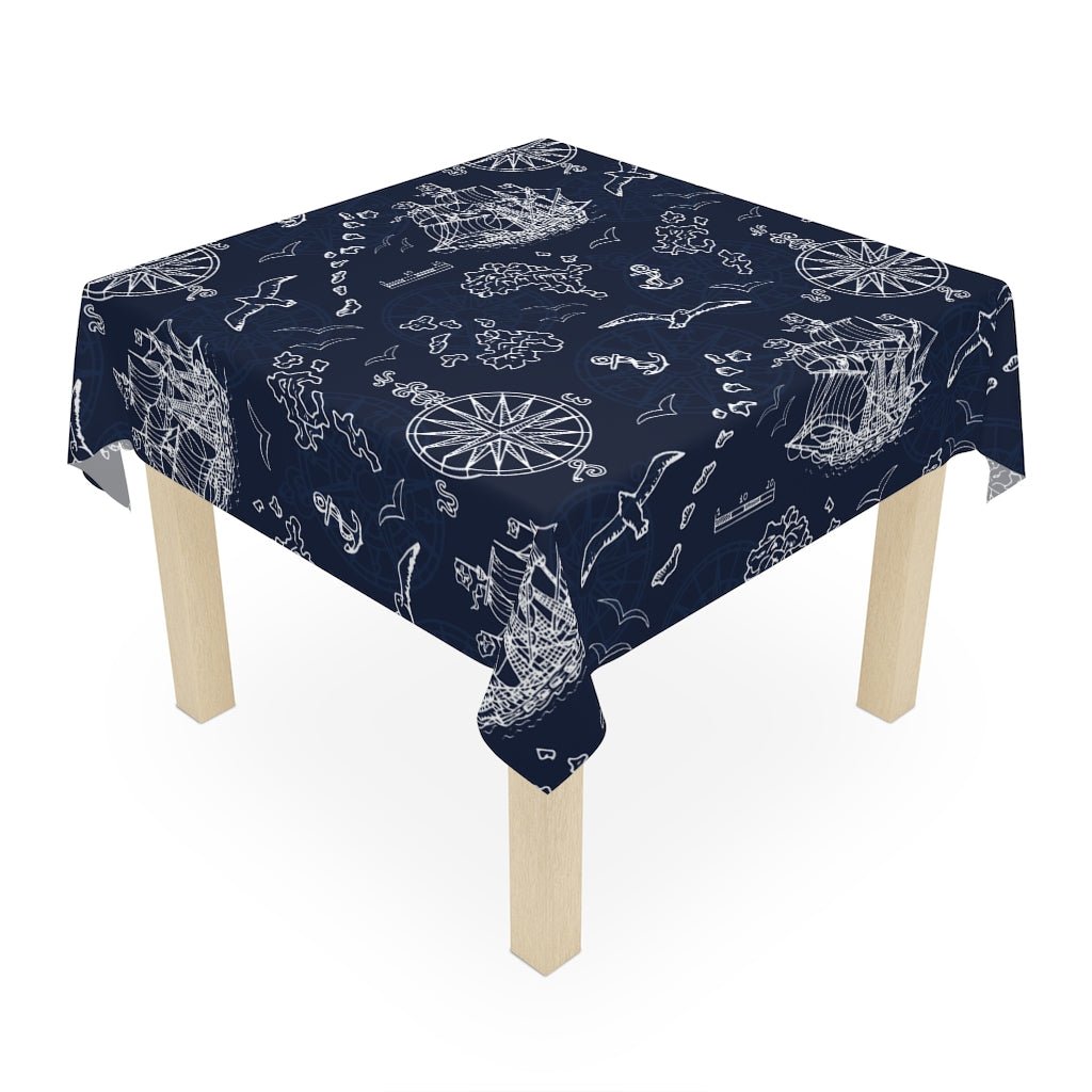 Nautical Pirate Adventures Tablecloth - Puffin Lime