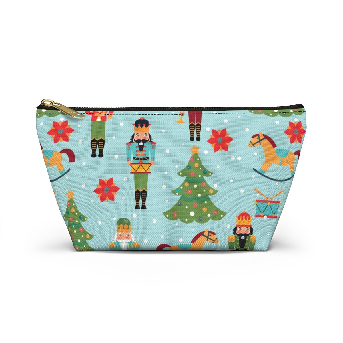 Nutcrackers and Rocking Horses Accessory Pouch w T-bottom - Puffin Lime