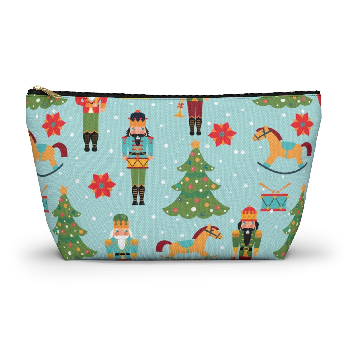 Nutcrackers and Rocking Horses Accessory Pouch w T-bottom - Puffin Lime
