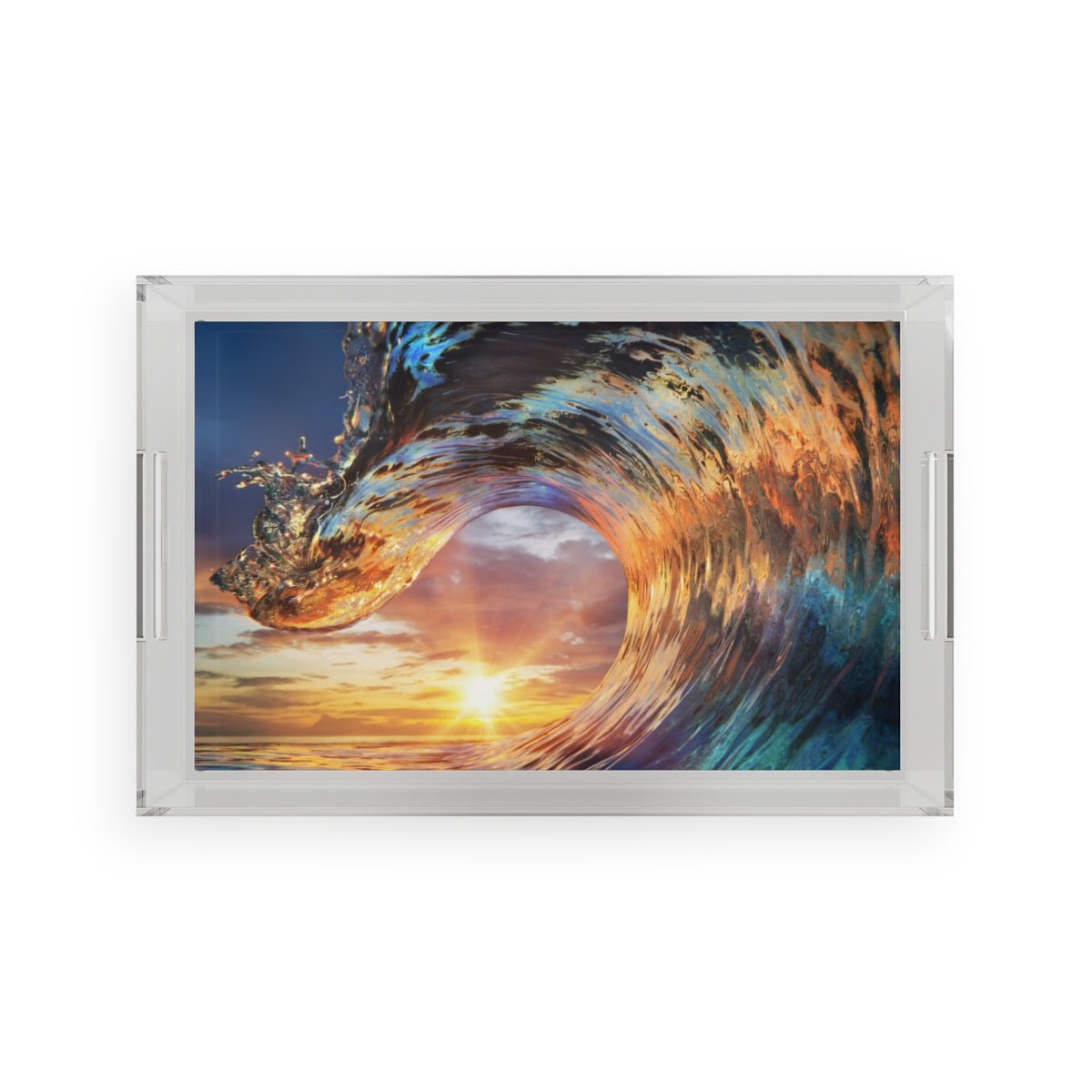 Ocean Wave Acrylic Serving Tray - Puffin Lime