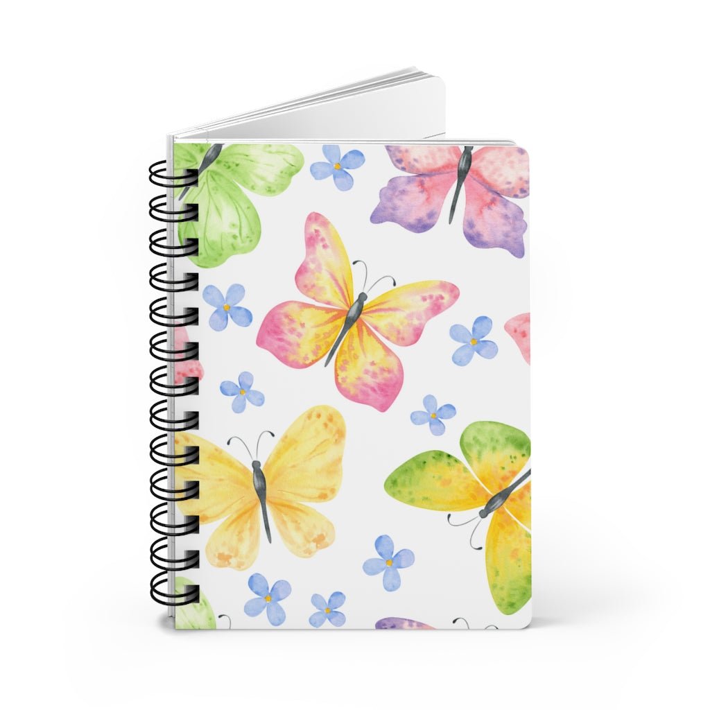 Pastel Butterflies Spiral Bound Journal - Puffin Lime
