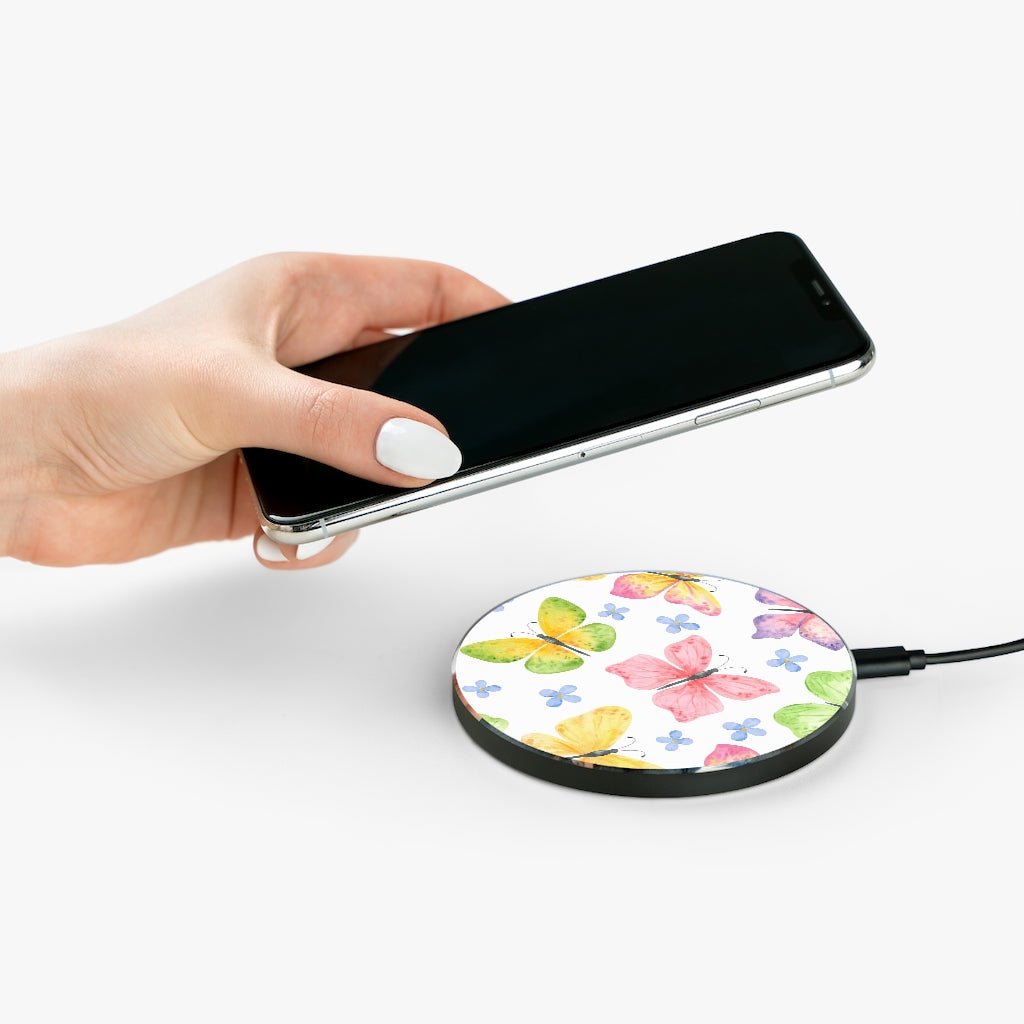 Pastel Butterflies Wireless Charger - Puffin Lime