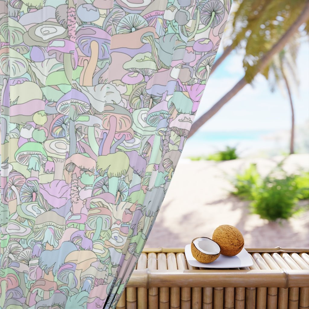 Pastel Mushrooms Blackout Window Curtain (1 Piece) - Puffin Lime
