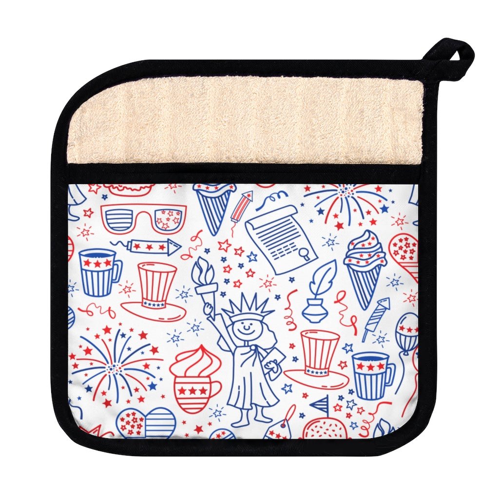 Patriotic America Pot Holder with Pocket - Puffin Lime