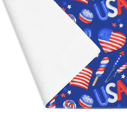 Patriotic Hearts and Flags Placemat - Puffin Lime