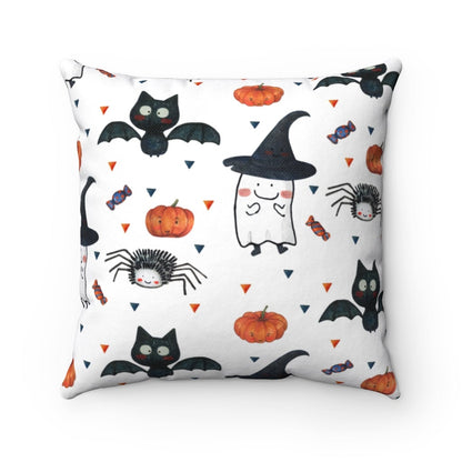 Pillow Case / Pillow Cover With White Background Witch Spiders Bats Pumpkins