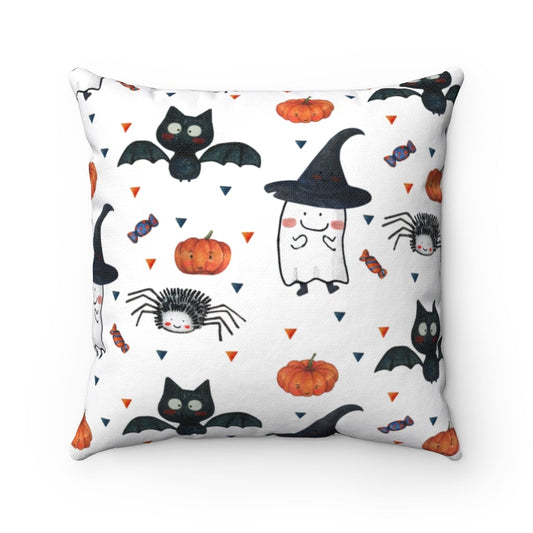 Pillow Case / Pillow Cover With White Background Witch Spiders Bats Pumpkins