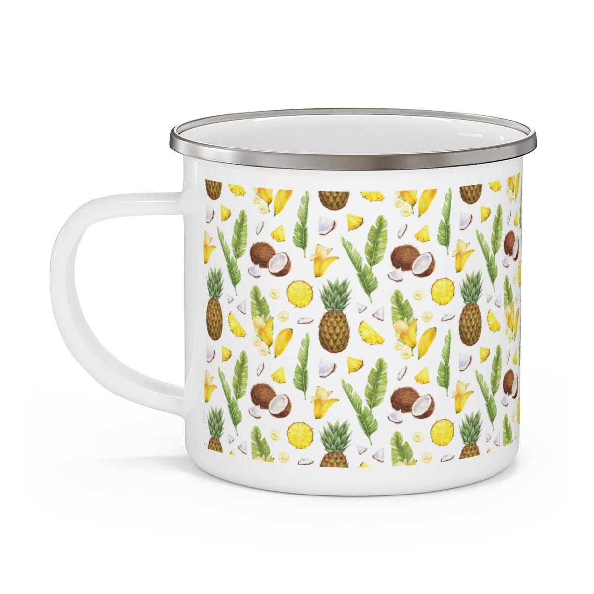 Pineapples and Coconuts Stainless Steel Camping Mug - Puffin Lime