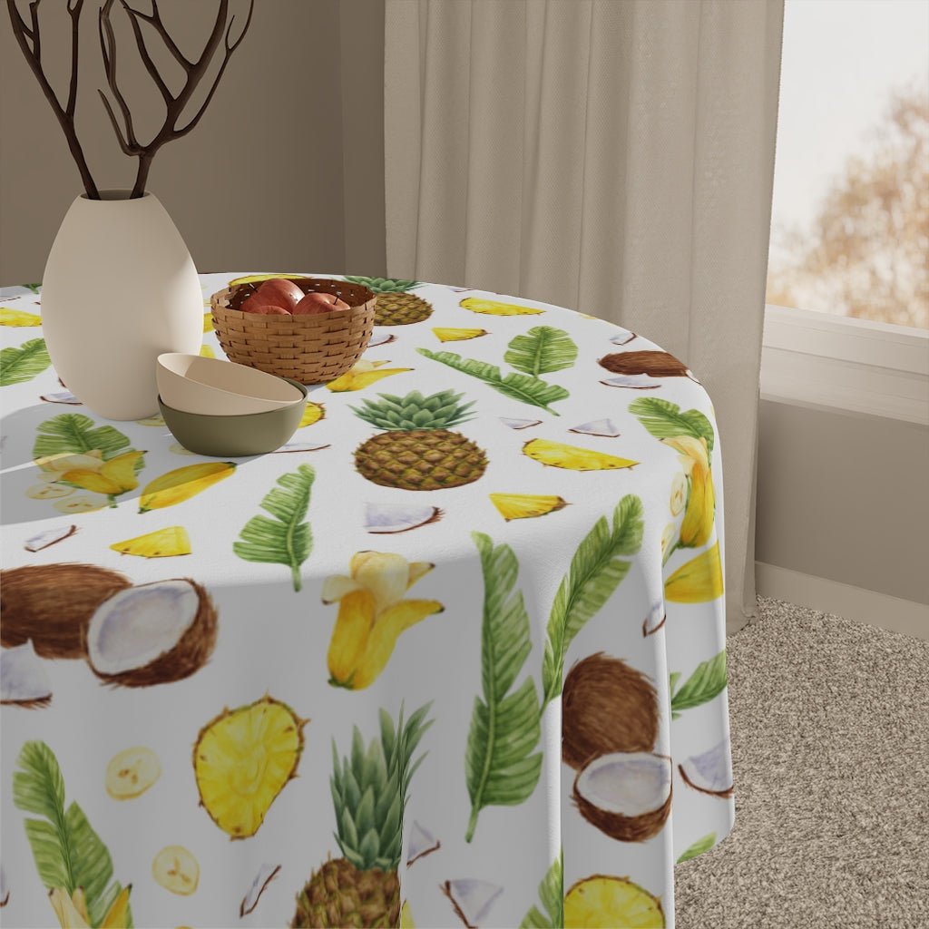 Pineapples and Coconuts Tablecloth - Puffin Lime