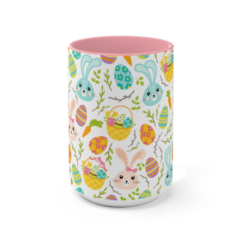 Pink and Blue Easter Bunnies Coffee Mug - Puffin Lime