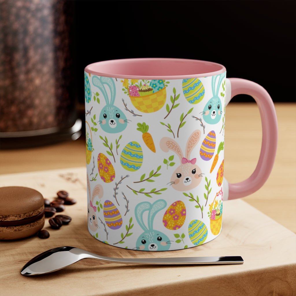 Pink and Blue Easter Bunnies Coffee Mug - Puffin Lime