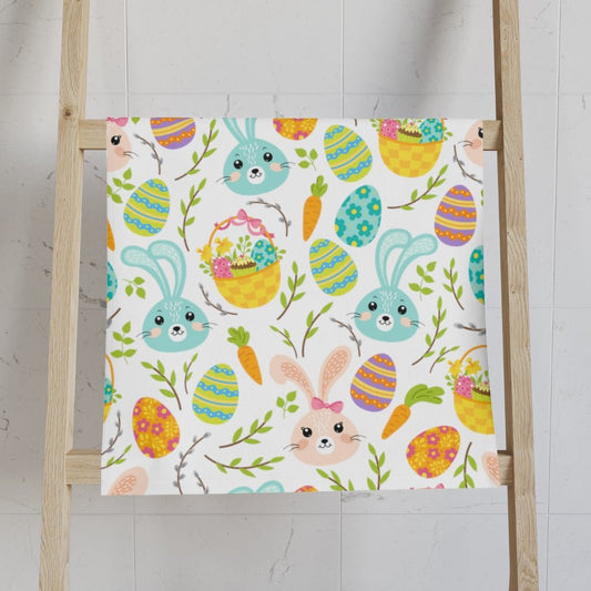 Pink and Blue Easter Bunnies Hand Towel - Puffin Lime