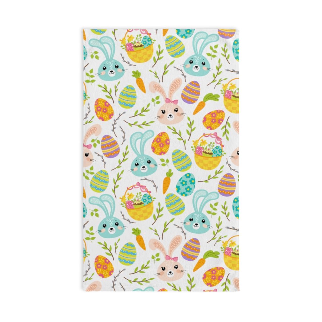 Pink and Blue Easter Bunnies Hand Towel - Puffin Lime
