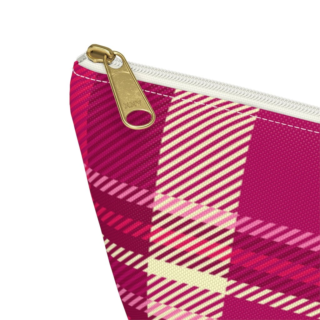 Pink and Purple Plaid Accessory Pouch w T-bottom - Puffin Lime