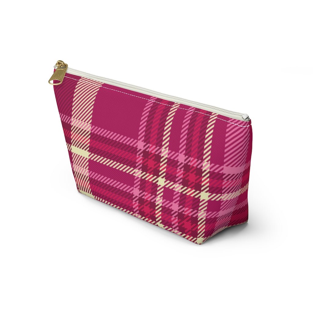 Pink and Purple Plaid Accessory Pouch w T-bottom - Puffin Lime