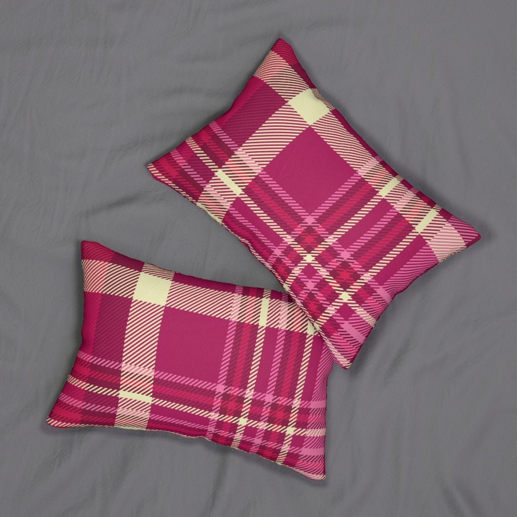 Pink and Purple Plaid Lumbar Pillow - Puffin Lime