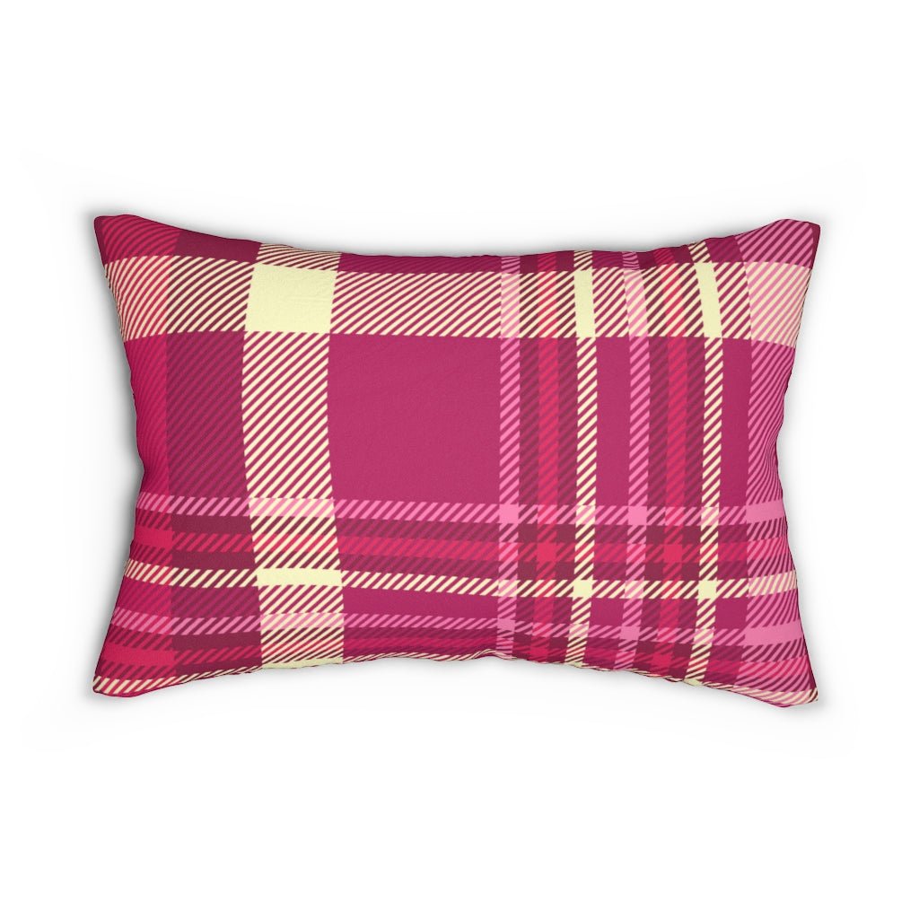 Pink and Purple Plaid Lumbar Pillow - Puffin Lime