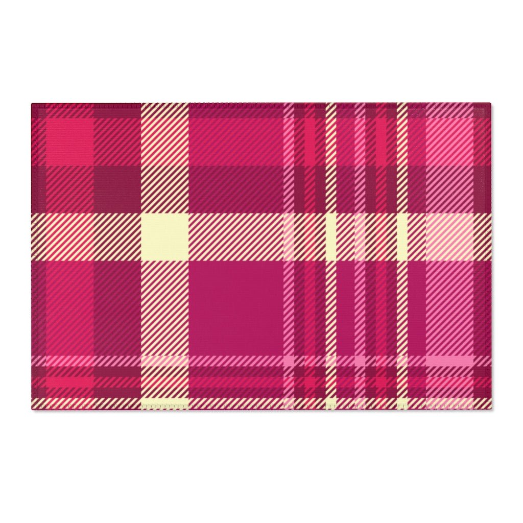 Pink and Purple Plaid Rug 36"x24" - Puffin Lime