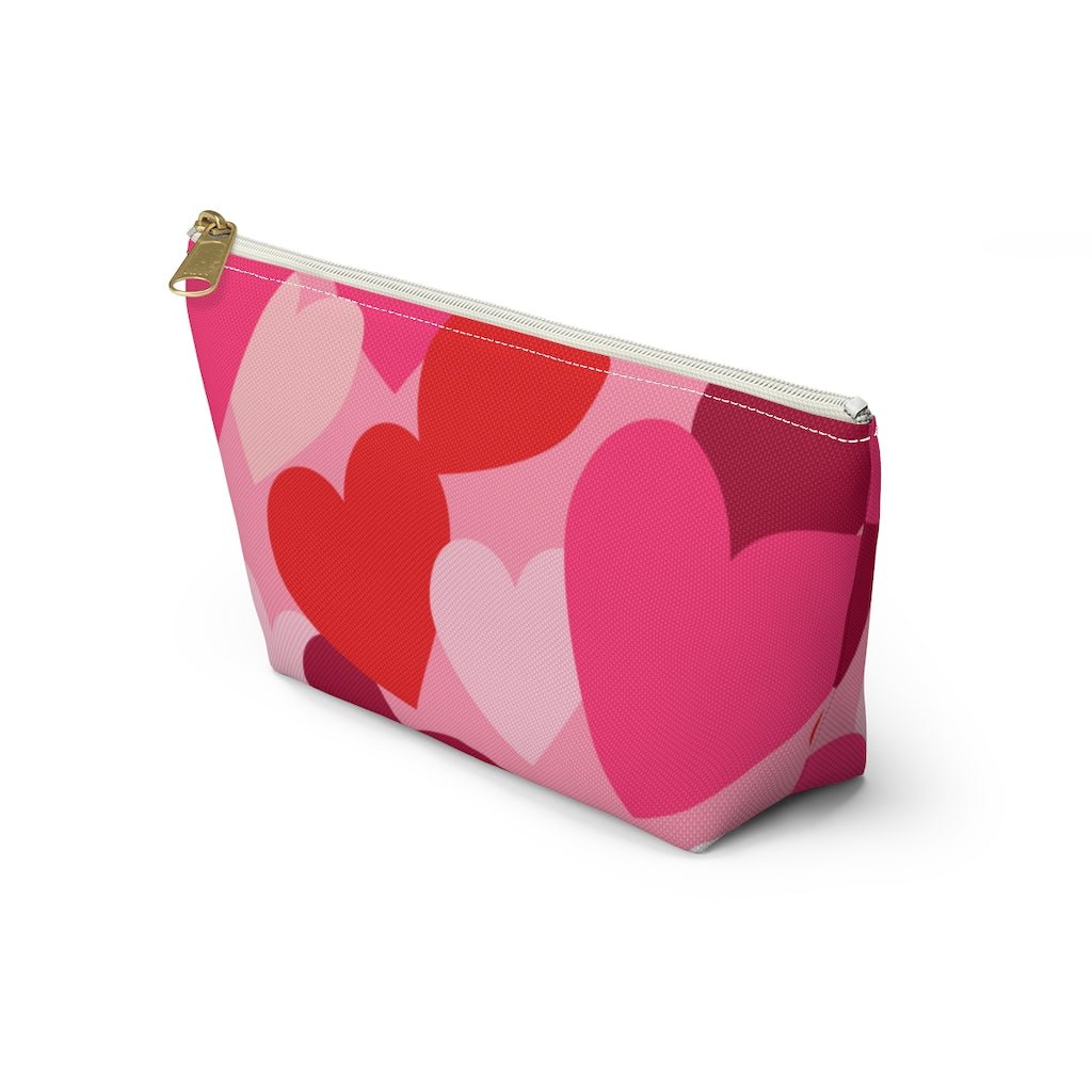 Pink and Red Hearts Accessory Pouch w T-bottom - Puffin Lime