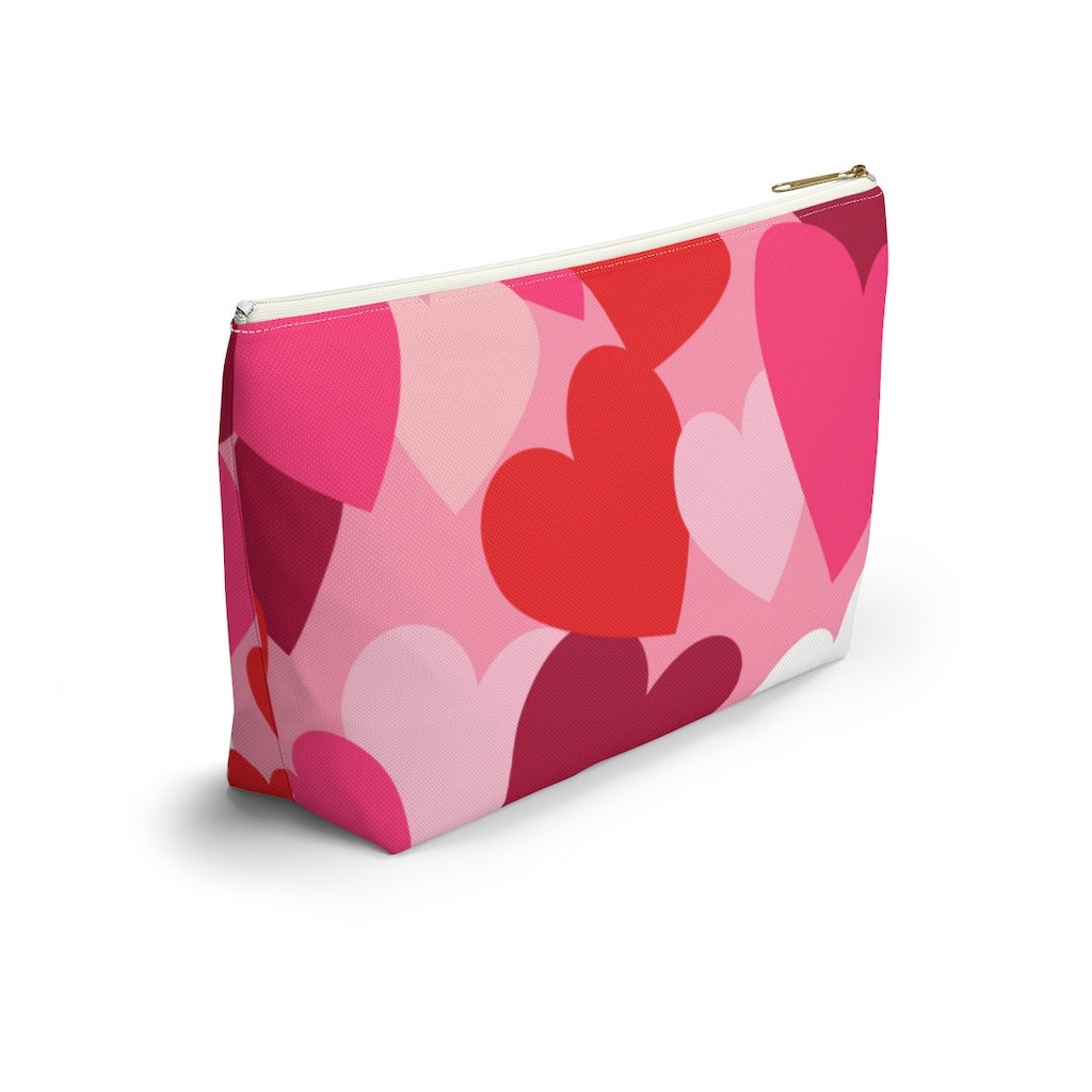 Pink and Red Hearts Accessory Pouch w T-bottom - Puffin Lime