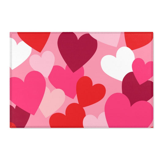 Pink and Red Hearts Rug 36"x24" - Puffin Lime