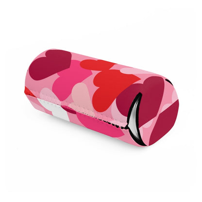 Pink and Red Hearts Slim Can Cooler - Puffin Lime