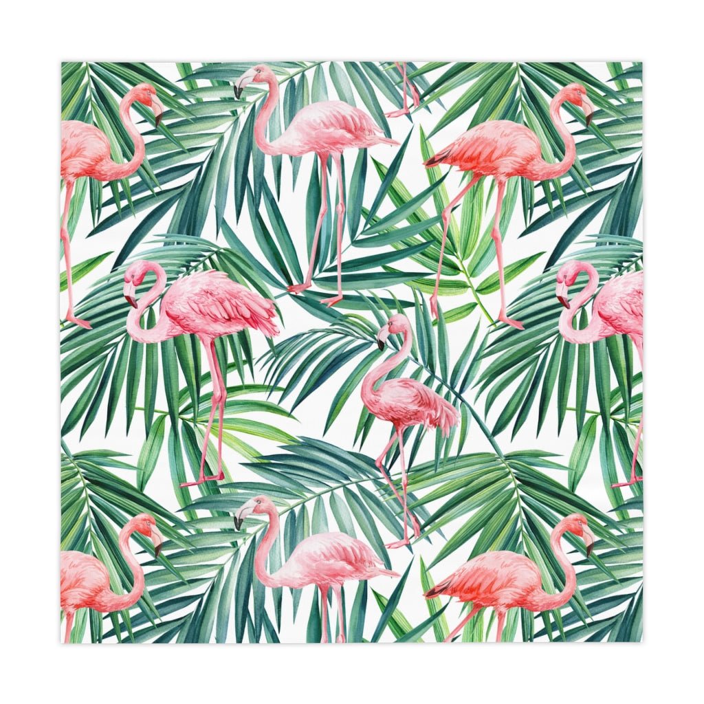 Pink Flamingos and Palm Leaves Tablecloth - Puffin Lime