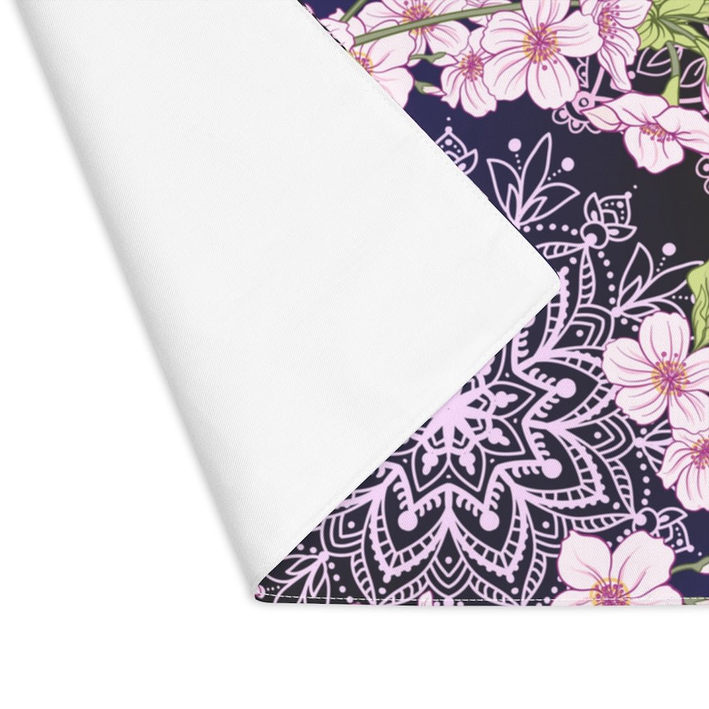 Pink Japanese Blossoms Cotton Placemat - Puffin Lime