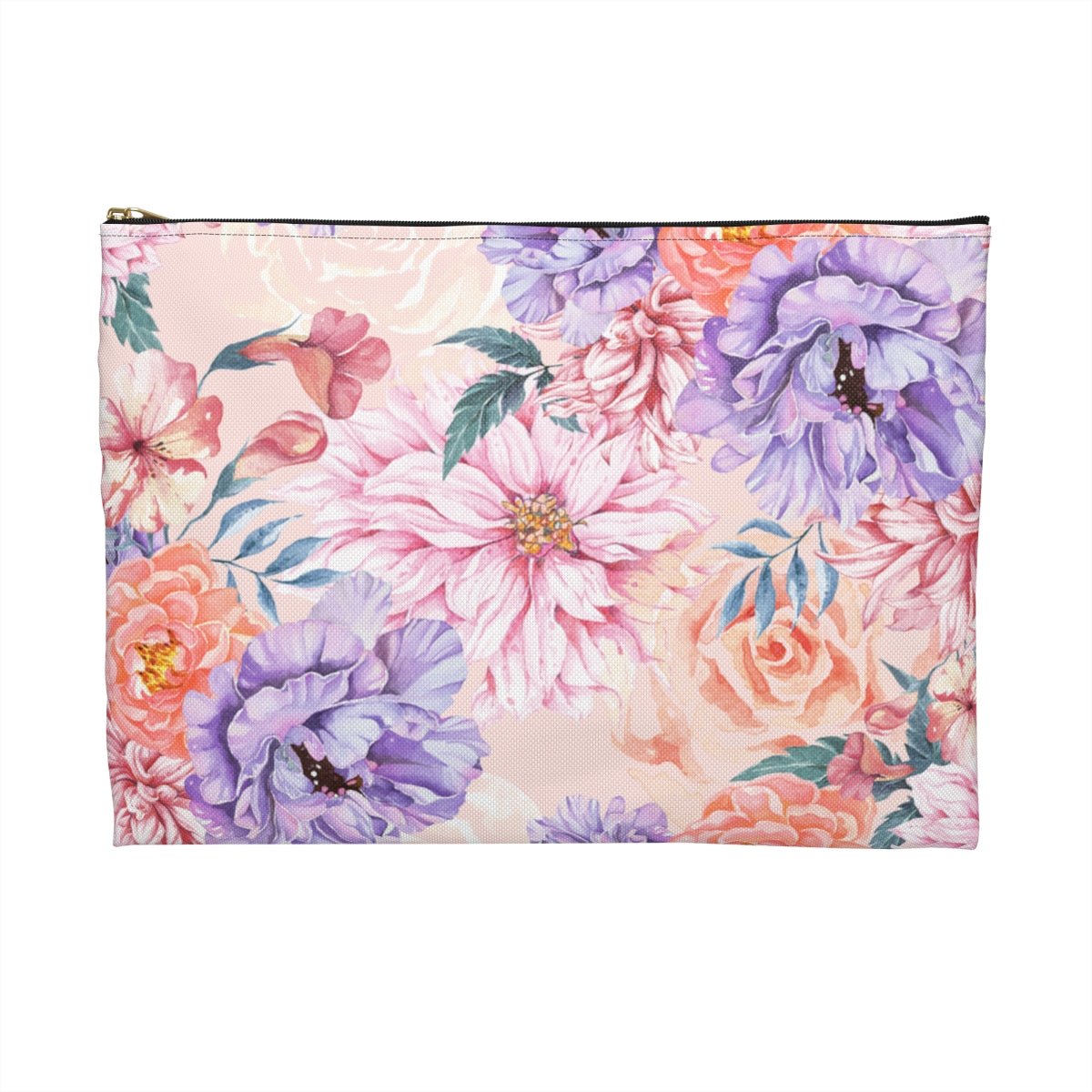 Pink Japanese Chrysanthemum Accessory Pouch - Puffin Lime