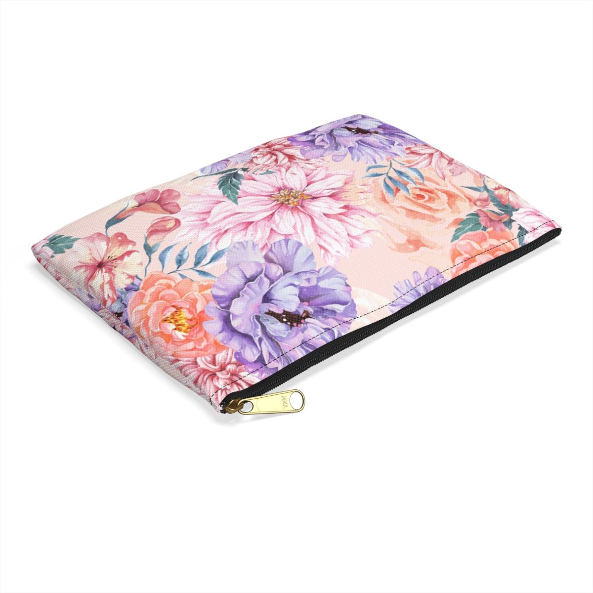Pink Japanese Chrysanthemum Accessory Pouch - Puffin Lime