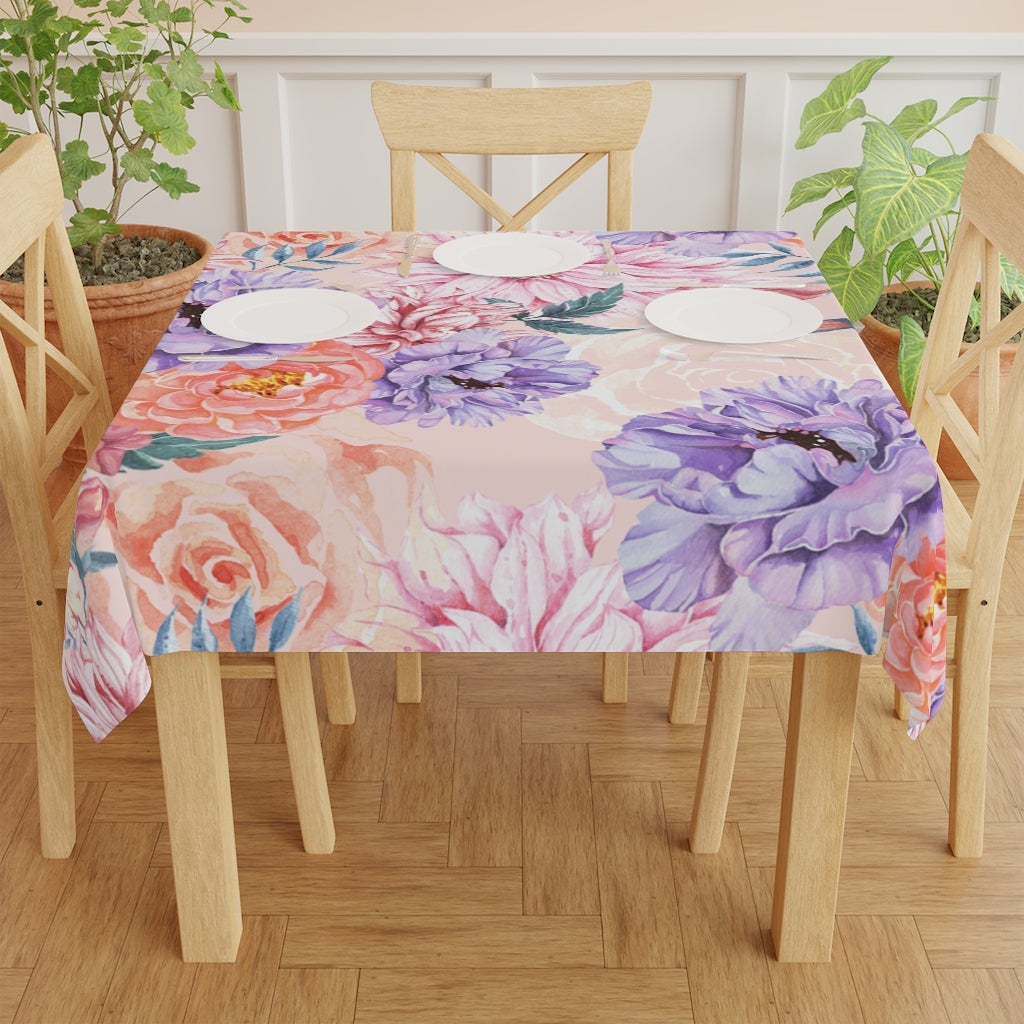 Pink Japanese Chrysanthemum Table Cloth - Puffin Lime