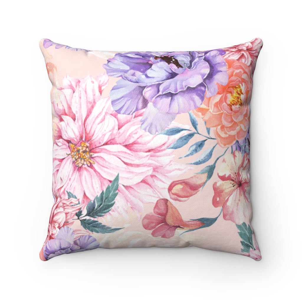 Pink Japanese Chrysanthemum Throw Pillow - Puffin Lime