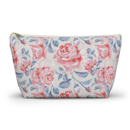Pink Roses Accessory Pouch w T-bottom - Puffin Lime